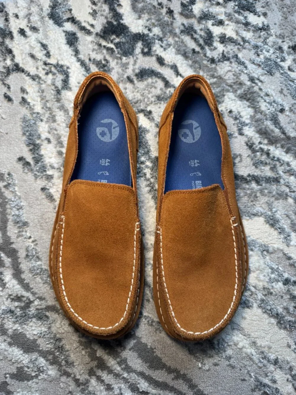 Birkenstock Utti Loafers in Mink Suede with White Contrast Stitching